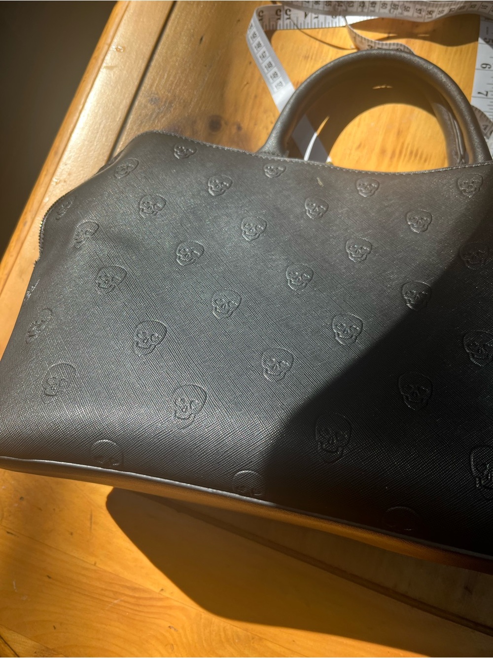 Betsey Johnson Black Embossed Skull Satchel Tote